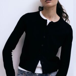 Black H&M, Fine Knit Cardigan, Size XS, Soft Viscose Blend, Casual Look